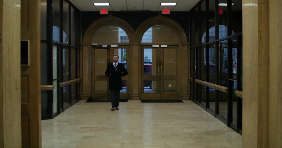 A man enters a building