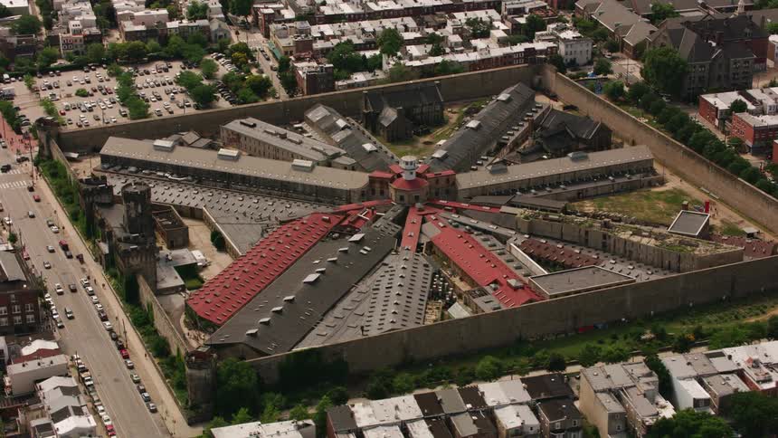 Aerial view of eastern state penitentiary history museum