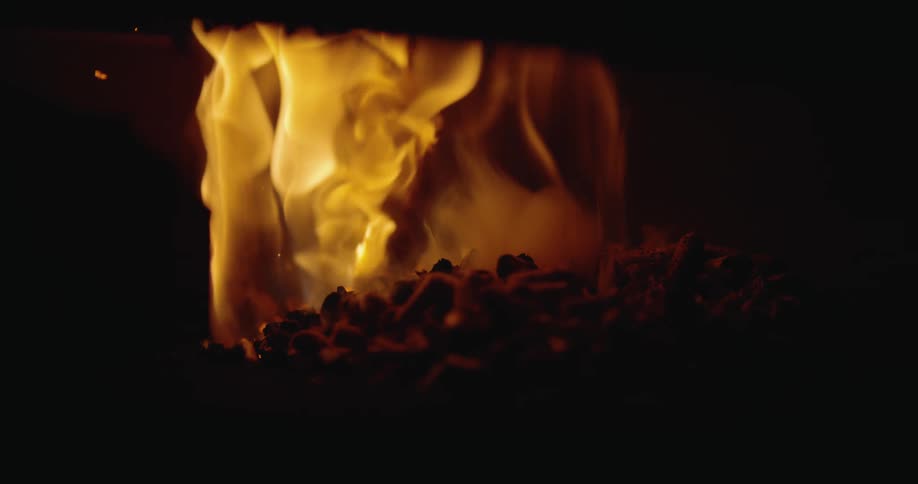 A small bonfire burning at night