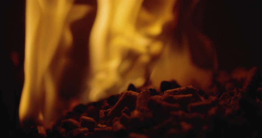 A bonfire burning coal