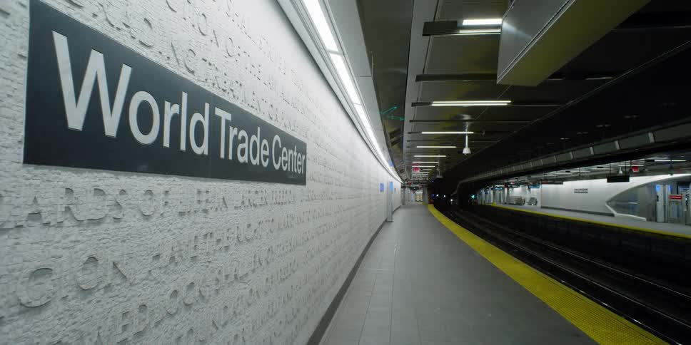 An empty subway station at the world trade center