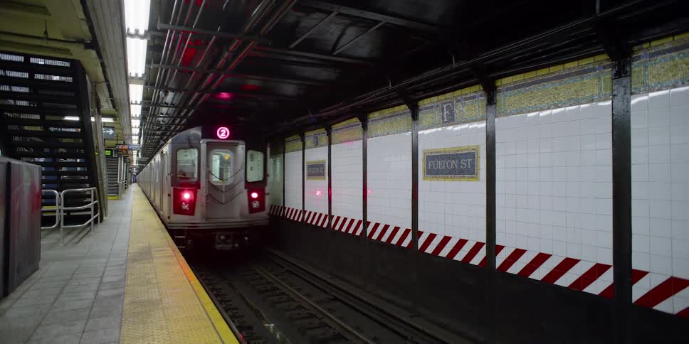 Subway train leaving station