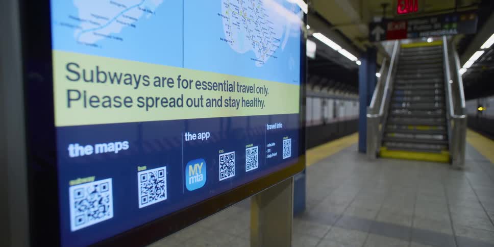 An empty platform in the subway station due to corona virus