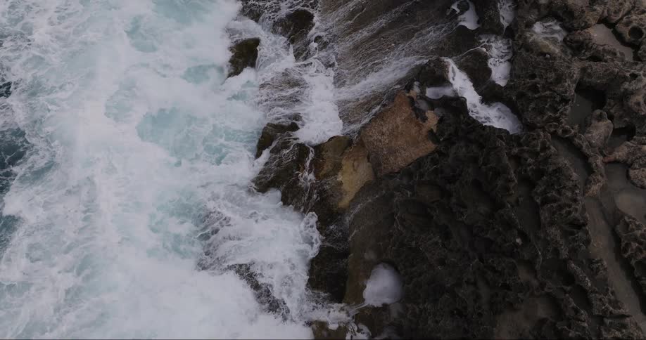 Waves crash on the rocks