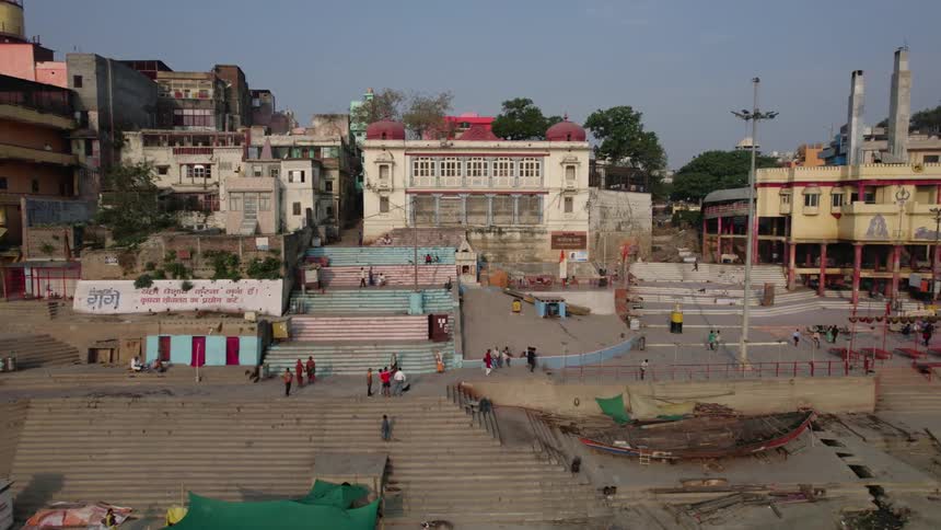 People walk around the city