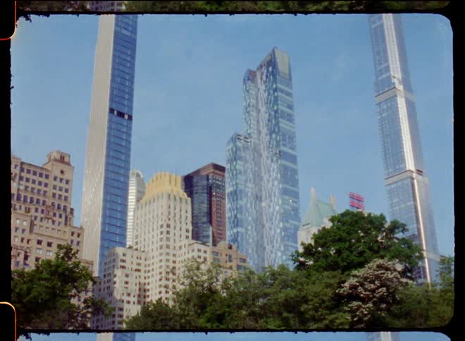 Tall towers overlook manhattan square in new york