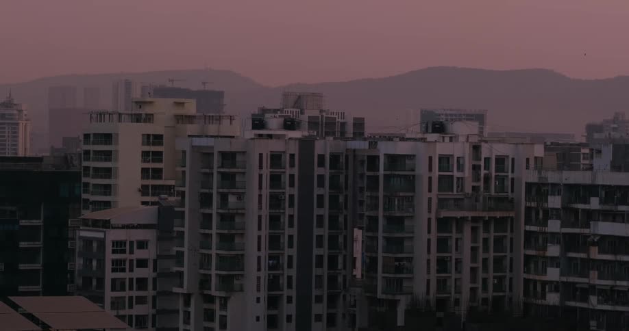 A tower block at dusk