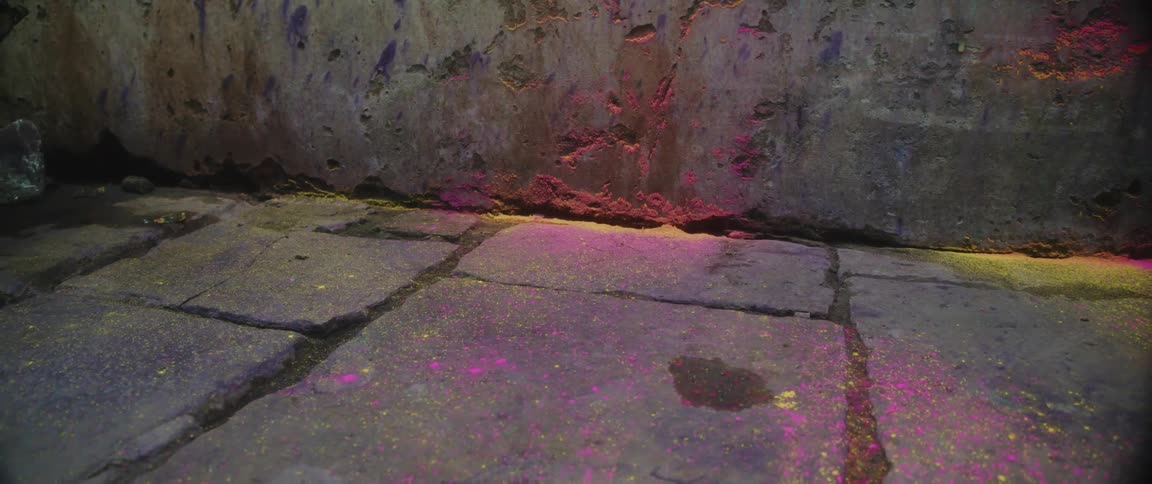 Close up of colorful dust on the floor