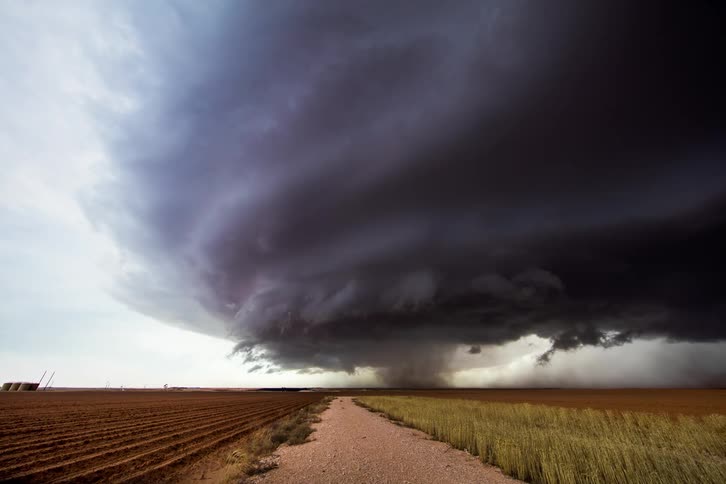 Storm front passing over field