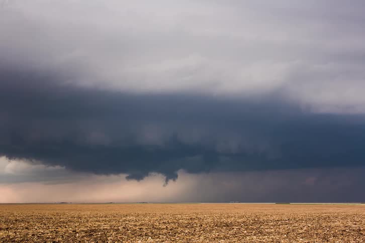 Storm clouds form over a field