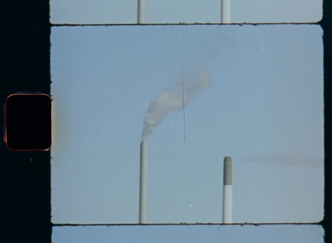 Smoke is coming from the factory chimney