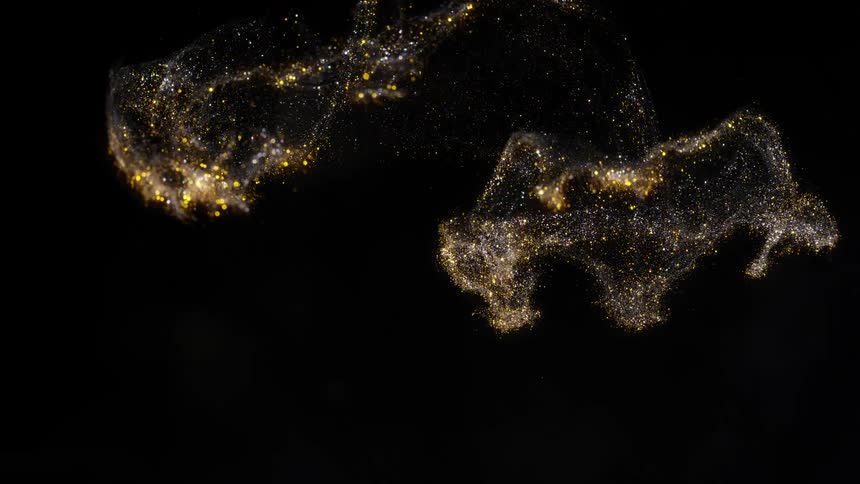 The sparkling cloud moves around