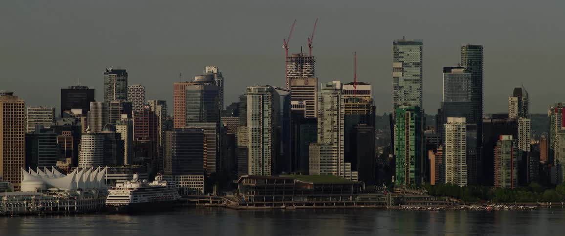 Skyscrapers along the coast of a metropolis during the day