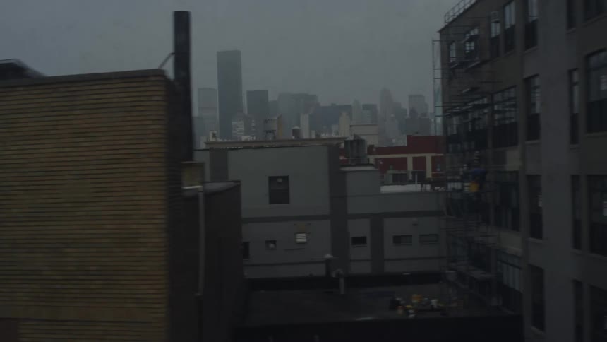 Aerial view of buildings in a city during dusk