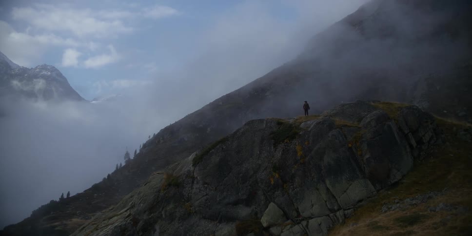 A misty mountain slope