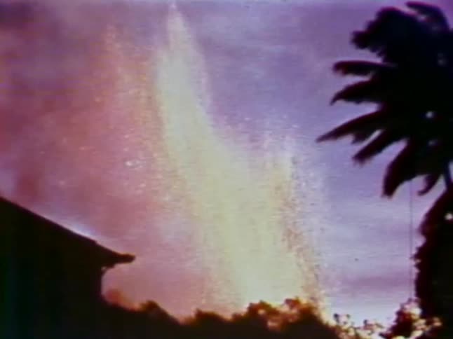 Magma erupts into the sky