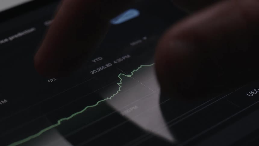 A person is touching the graph on their tablet