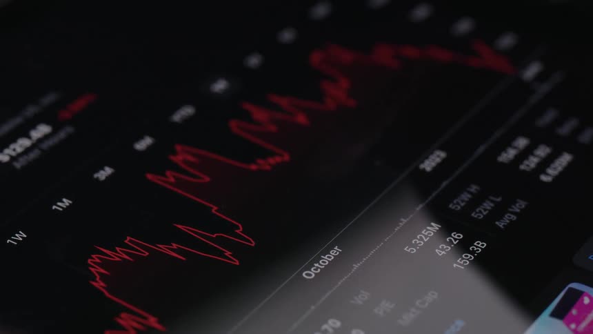 A person uses their tablet to check stocks