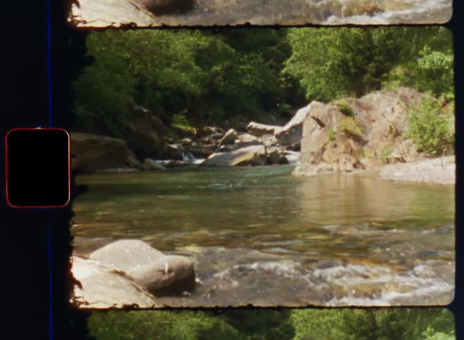 The stream is running over the rocks