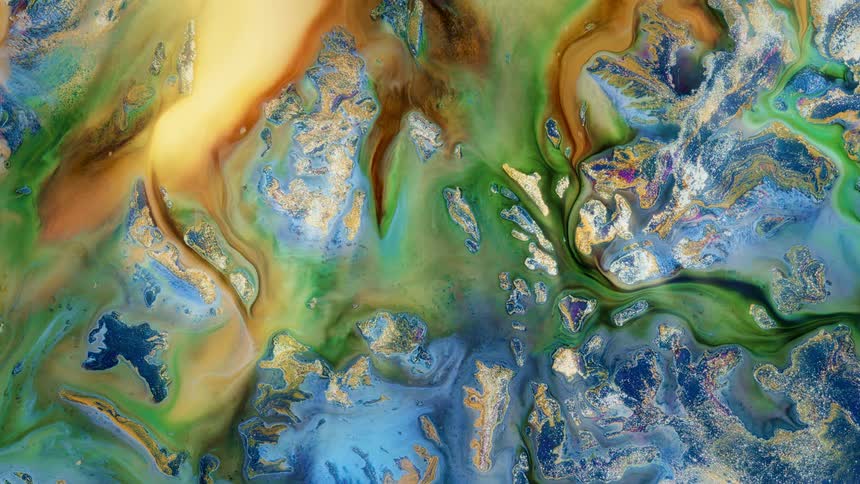 fluid color streams blending with one another in this satellite like image