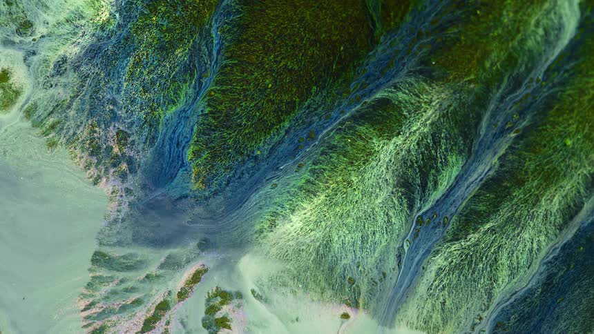 paint flowing down like a river in this abstract earth scene