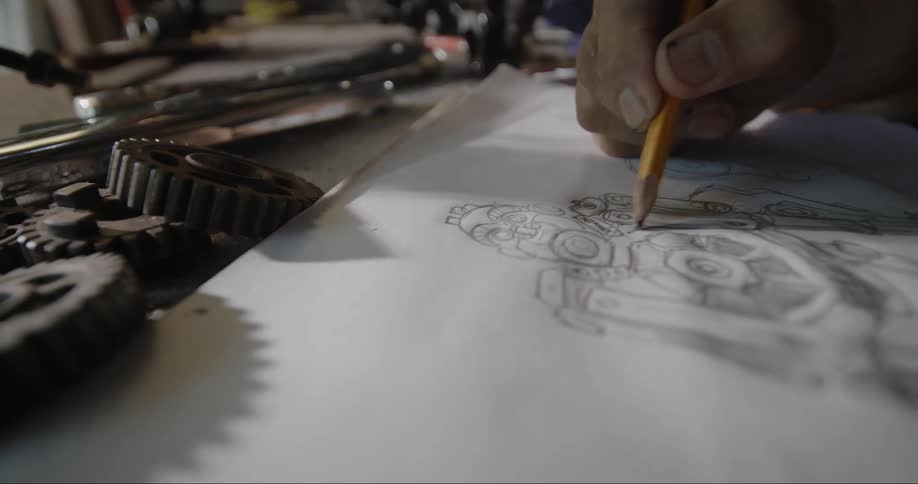 A man is illustrating with a paper