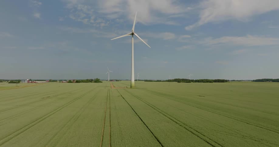 The large windmill is spinning