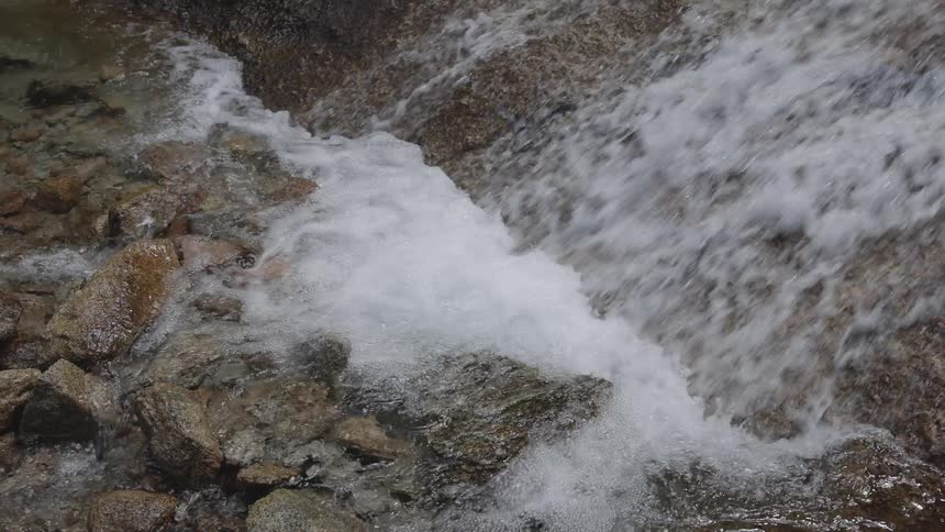 River rapids splash as water flows over rocks