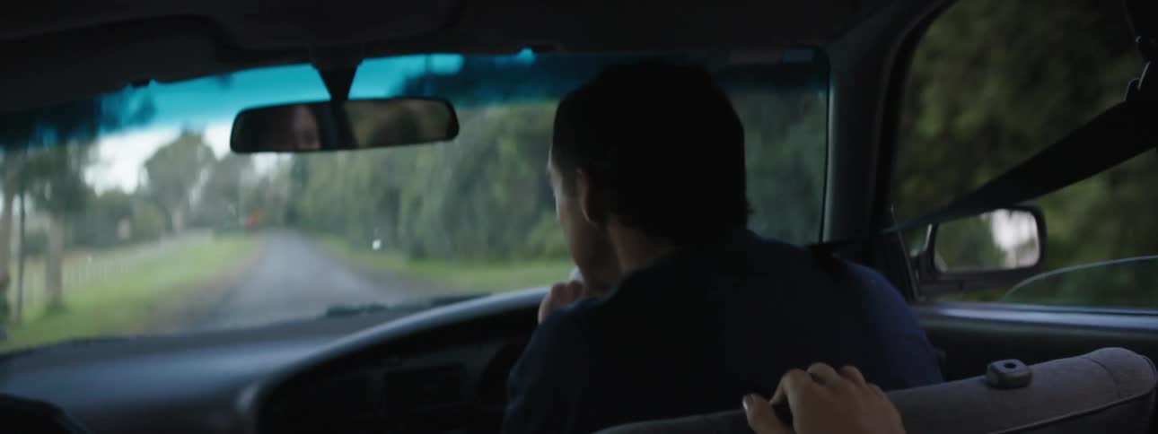 A man is driving and pointing around