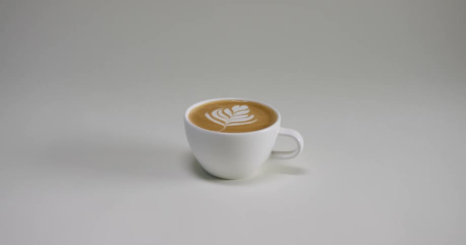 A latte is on display