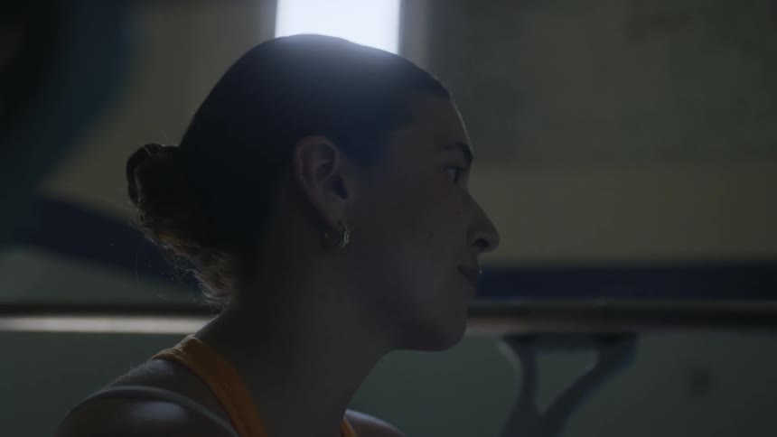 Woman watching and turning her face