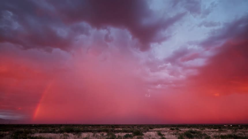 Red sky with heavy thunder