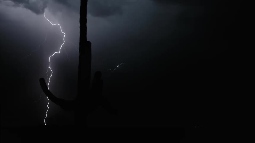 Thunderstorm over plain area at night
