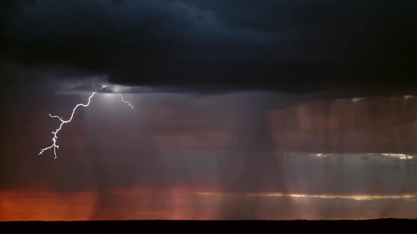 Strong storm with thunder and rain
