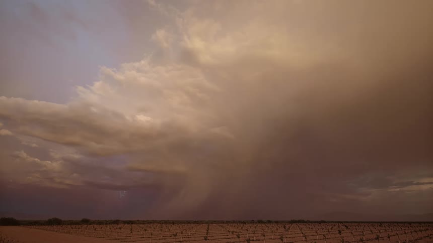 Storm above an agricultural field