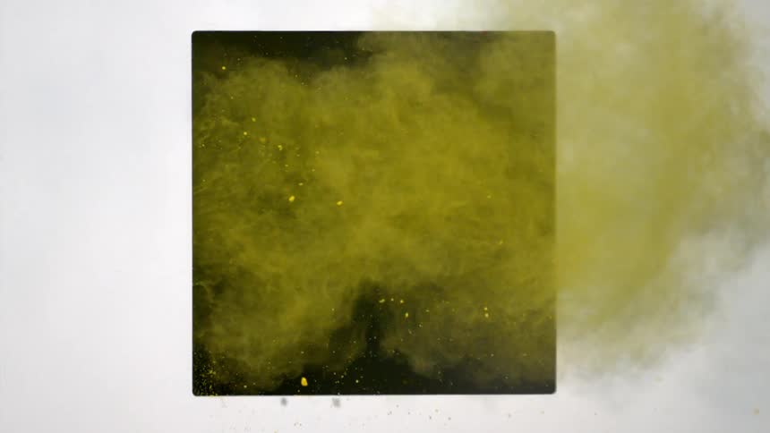 Yellow dirt moves out of a black square