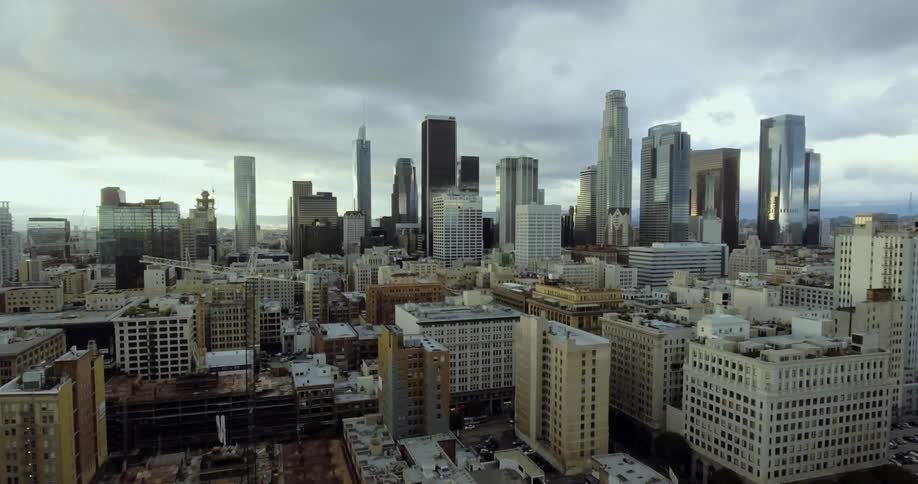 Stormy Los Angeles aerial