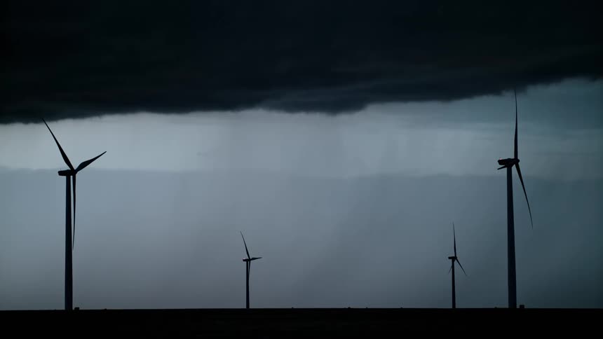 Thunderstorm under wind power platforms