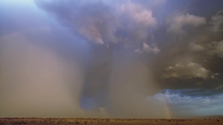 A lightning storm over a desert plain
