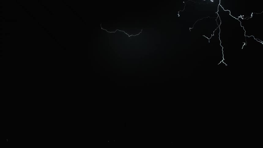 Thunder and lightening strike in the middle of the night at the forest