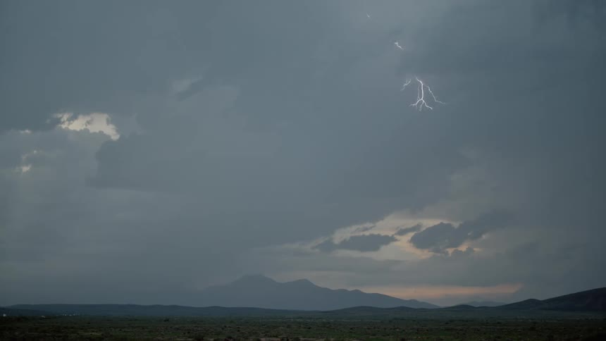 Storm with gusts of thunder over mountains
