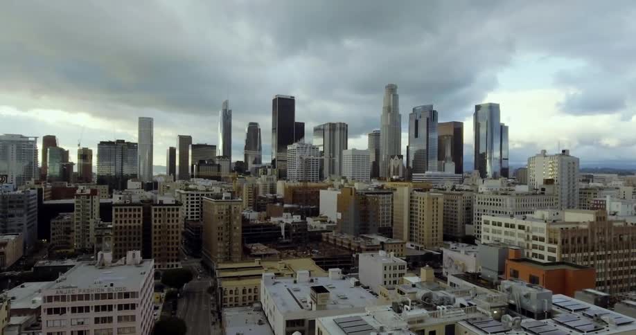 Aerial view of Los Angeles on a cloudy day