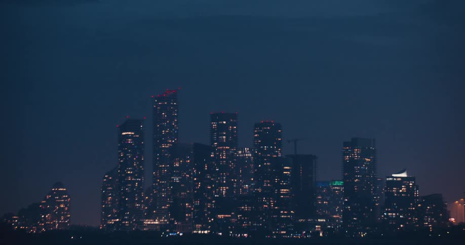Huge metropolis during the night with illuminated buildings