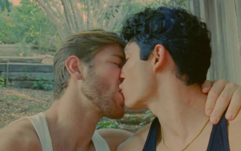 A couple of lovers in love are kissing