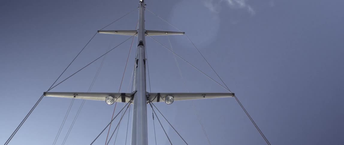 The sails on this boat are down
