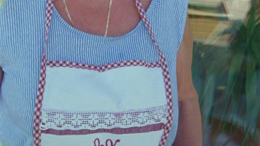 Smiling woman carries pan with dessert pastry