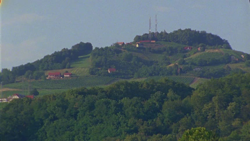 Aerial of a rural landscape with farm land during the spring