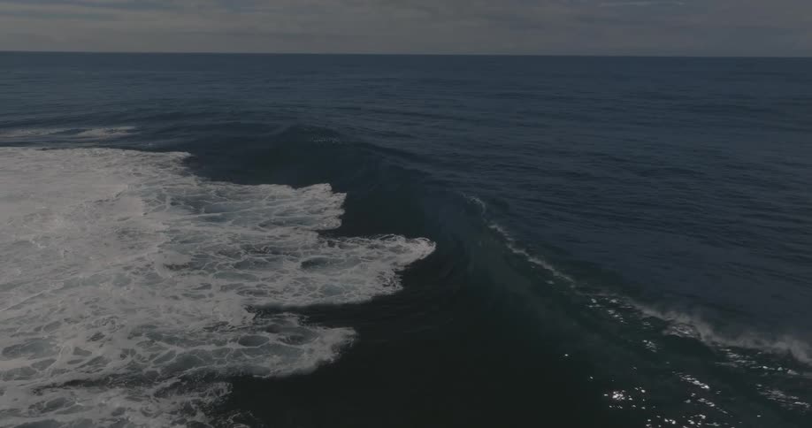 Ocean waves are moving towards the land