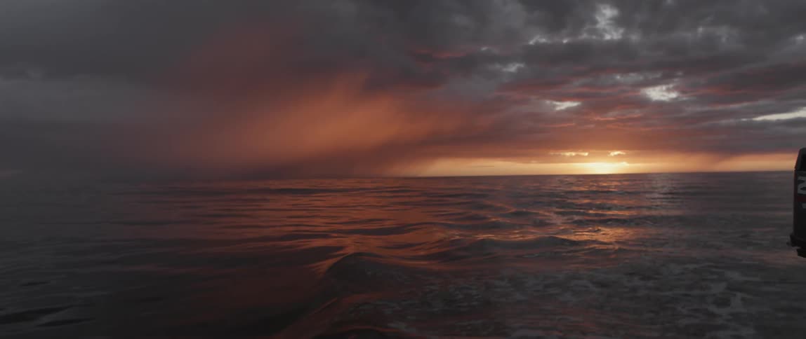 The sun is almost set over this ocean
