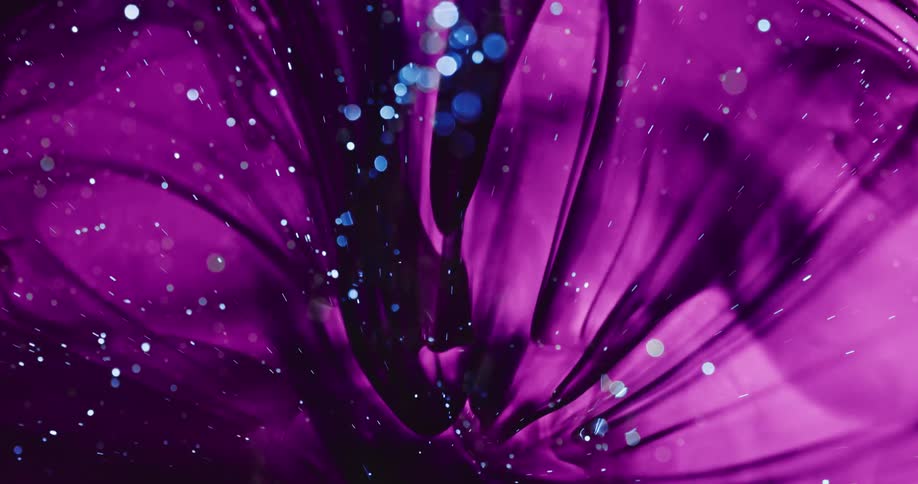 Special effect of black ink dissipating into purple ink with blue highlights in abstract art